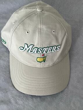 2019 Masters Augusta Embroidered Gold Hat Strapback Khaki UPF 30+ Performance